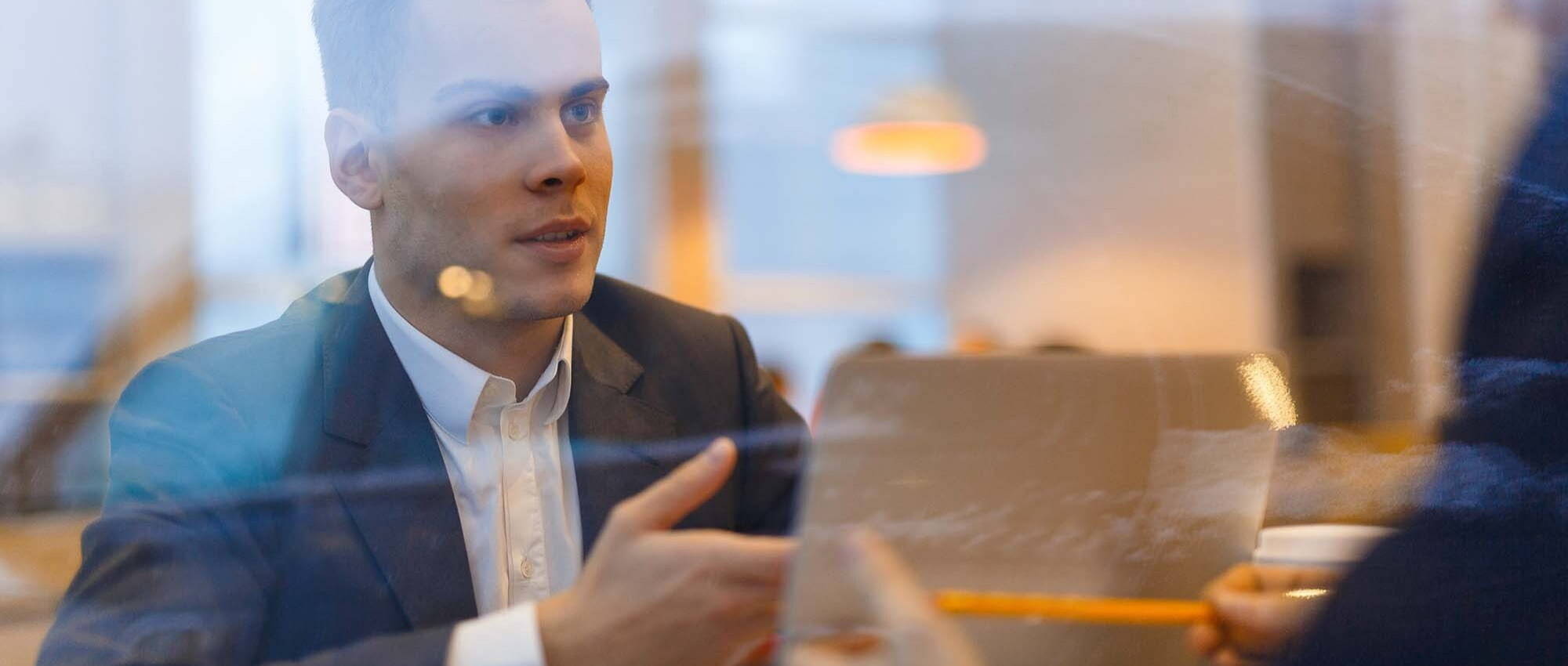 Young man participating in interview